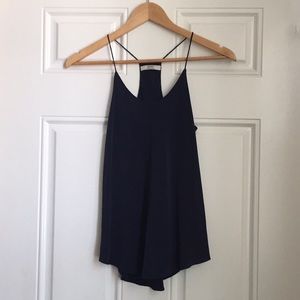 Grana 100% silk navy blue racerback cami